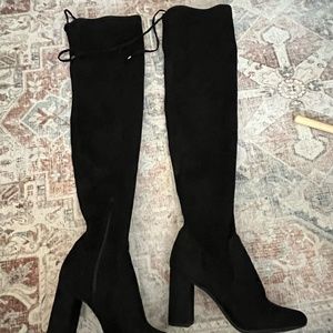 BP from Nordstrom Black Over the Knee Boots with ties to leg at the top